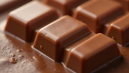 Close-up of milk chocolate bar, smooth texture, rectangle, indulgence, light