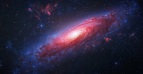Obraz premium Stunning spiral galaxy illuminated by starry light and vibrant nebula.