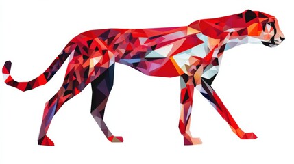 Obraz premium Colorful Geometric Cheetah Art with Abstract Polygon Shape Design