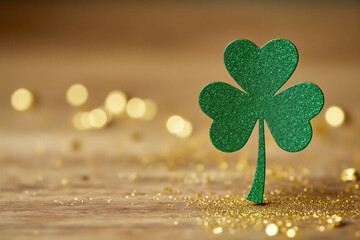green shamrock on a wooden table