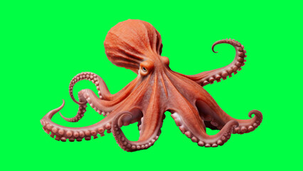Obraz premium Vibrant octopus on green background
