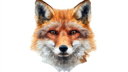 Fototapeta premium Detailed Geometric Illustration of a Fox with Vibrant Orange Colors