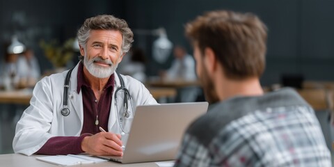 Doctor examines a patient and records their medical history into the electronic health record system for accurate and efficient care