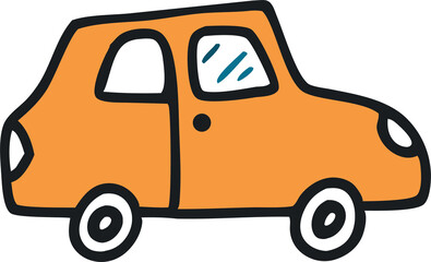 Car Doodle Icon – Hand Drawn Vehicle PNG with Transparent Background, Sketch Style Car Illustration