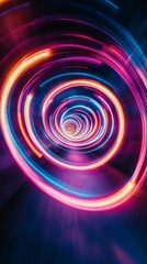 Vibrant Swirling Lights in Abstract Spiral Motion for Creative Background