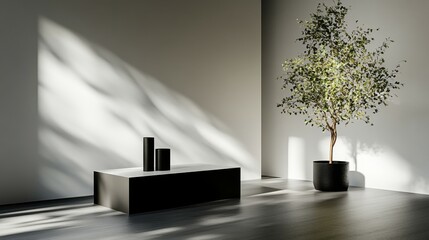 A minimalist white cube house surrounded by greenery