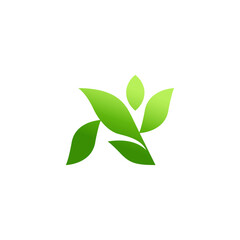 N Leaf grow Modern Business Logo, fresh colors dynamic green