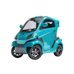 Sleek Teal Electric Microcar Sustainable Urban Transportation