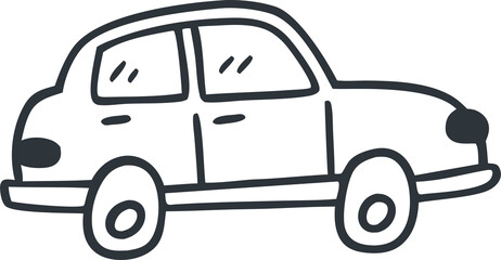 Car Doodle Icon – Hand Drawn Vehicle PNG with Transparent Background, Sketch Style Car Illustration