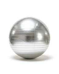 Silver balance exercise ball 65cm diameter, anti-burst material, isolated on white background.