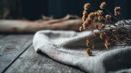 Dried Flowers on Rustic Linen: A Moody Still Life