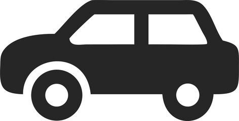 Flat Car Icon – Modern Vehicle Symbol PNG with Transparent Background, Minimal Car Design Illustration