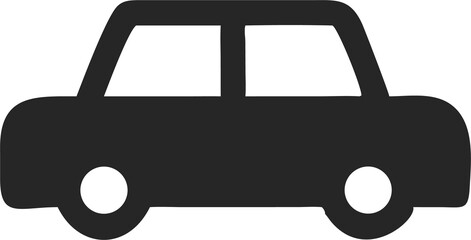 Flat Car Icon – Modern Vehicle Symbol PNG with Transparent Background, Minimal Car Design Illustration