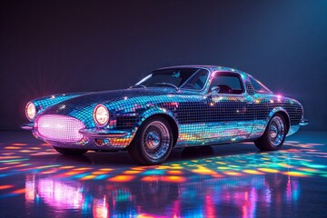 Disco Ball Car Reflecting Colorful Light Patterns