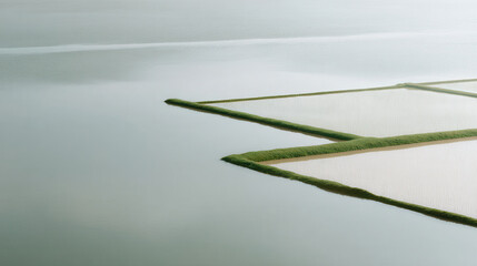 aerial view of flooded rice paddies in bangladesh under overcast sky