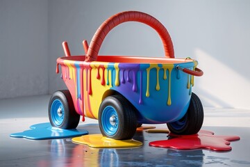 Colorful Baby Carriage Dripping with Paint