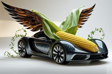 Corn Car with Husks and Grilled Texture