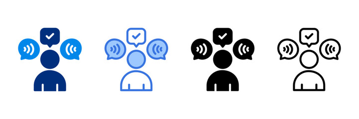 Active Listening  Icon Set Multiple Style Vector Illustration 
