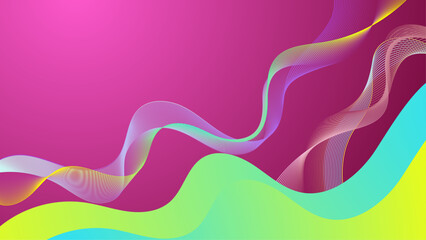 Pink green and blue wavy lines abstract background, ideal for digital designs, stationery, packaging, and trendy branding projects.
