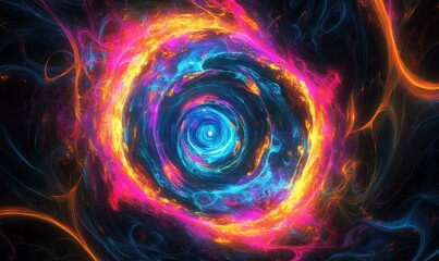 Colorful Swirling Galaxy with Vibrant Light and Dynamic Energy