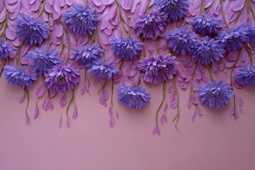 Fototapeta premium Purple paper flowers in a decorative arrangement.