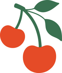 Red Cherry PNG – Fresh Fruit Illustration with Transparent Background, Juicy Cherry Clipart for Design and Decoration