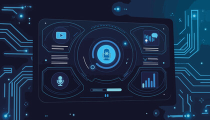 Fototapeta premium Futuristic AI assistant dashboard design for Zoom meetings, efficiency