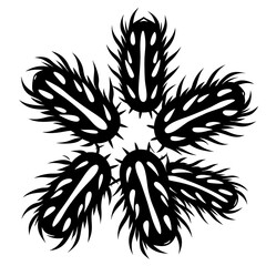 Geometric Pattern of Spiky Black Shapes in Radial Arrangement on White Background