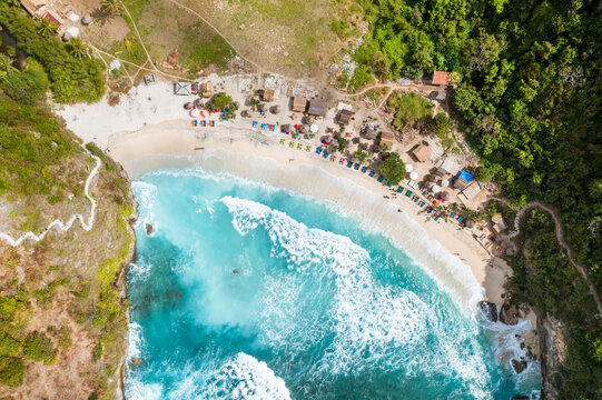 Top down view of Atuh beach and bay, Nusa Penida, Bali, Indonesia