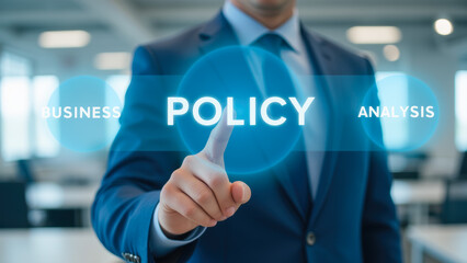 Obraz premium Business Professional Engaging with Policy Analysis in Modern Office Environment