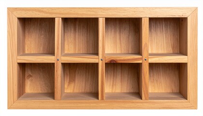 wooden shelves on white background
