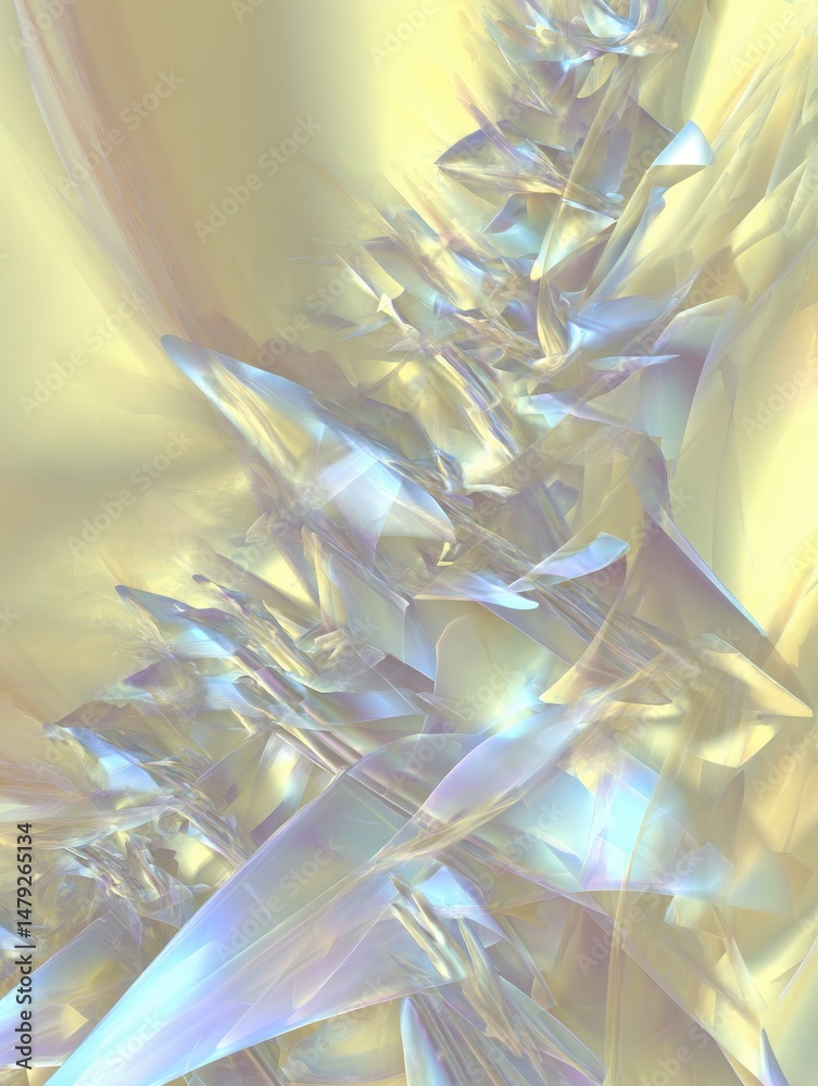 Poster abstract ethereal shapes in pastel colors creating a soft dreamy background with sharp edges and flo