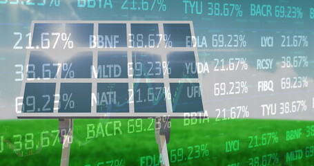 Image of data processing over solar panel
