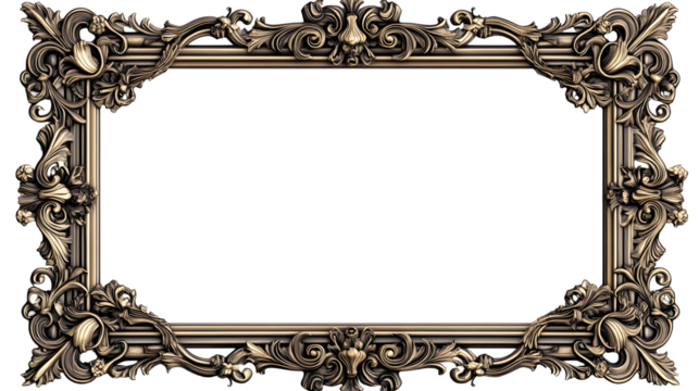 A refined fantasy-style ornamental frame with slightly simplified elven patterns on a white background