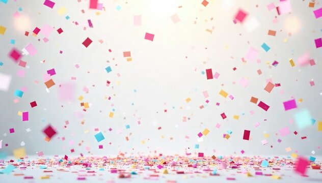 Vibrant confetti bursts on a bright white backdrop Perfect for celebration, party, or festival themes , abstract, confetti, pattern