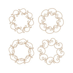 Brown circle line art decoration isolated flat design.