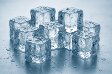 Chilled ice cubes arrangement.