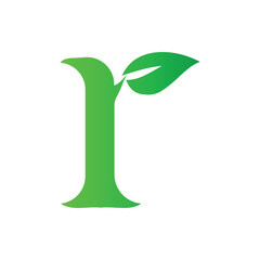 letter r with nature leaf logo design