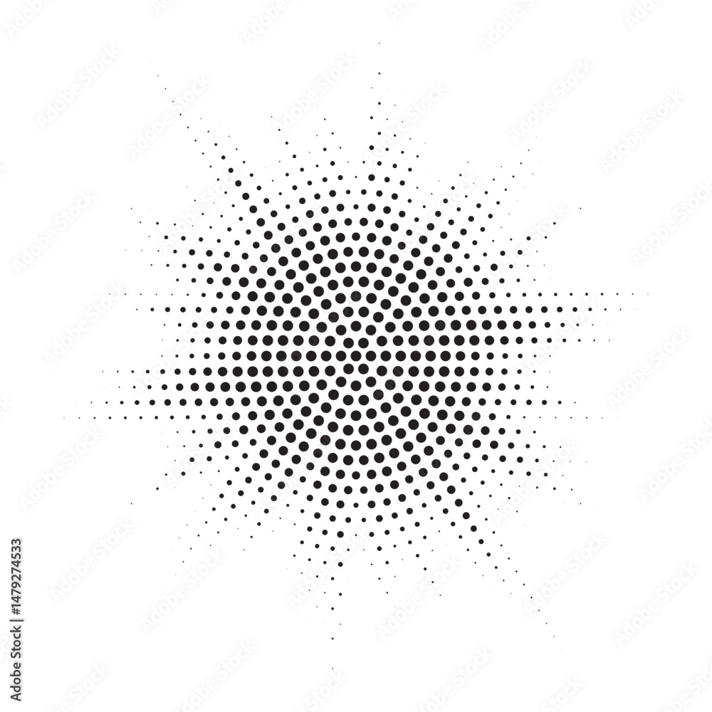 Poster burst halftone light effect. glowing light burst. abstract grunge halftone dots background. vector i