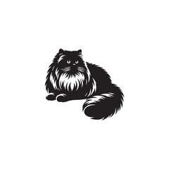 Himalayan Cat Vector Silhouette: Long-Haired Elegant Feline with Distinctive Color Point Pattern, Captured in Graceful Pose for Modern Minimalist Art, Pet Design, or Digital Illustration Use.
