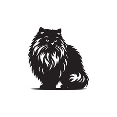 Himalayan Cat Vector Silhouette: Long-Haired Elegant Feline with Distinctive Color Point Pattern, Captured in Graceful Pose for Modern Minimalist Art, Pet Design, or Digital Illustration Use.
