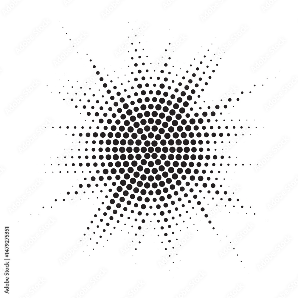 Poster burst halftone light effect. glowing light burst. abstract grunge halftone dots background. vector i