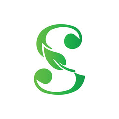 letter s with nature leaf logo design