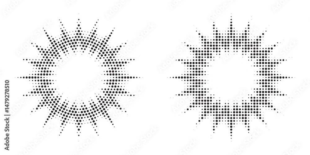 Poster halftone background. glowing light halftone effect. abstract grunge starburst halftone dots backgrou
