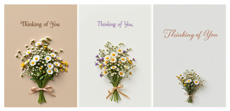 Thinking of you floral greeting cards set