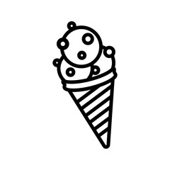 Ice Cream Sprinkle Outline style, soft serve cone with sprinkles, sweet icon for summer birthday events and kids-themed designs.