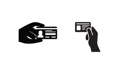 Hand holding driver license flat style icon