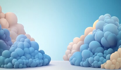 Pastel Blue and Beige 3D Cloudscape Abstract Background