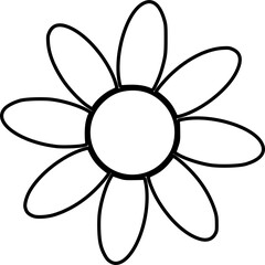 Daisy flower outline icon on white. Daisy flower outline flat icon, isolated on white background. EPS 10 version.