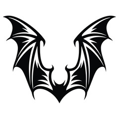 Striking black and white bat wings design for tattoo or graphic art